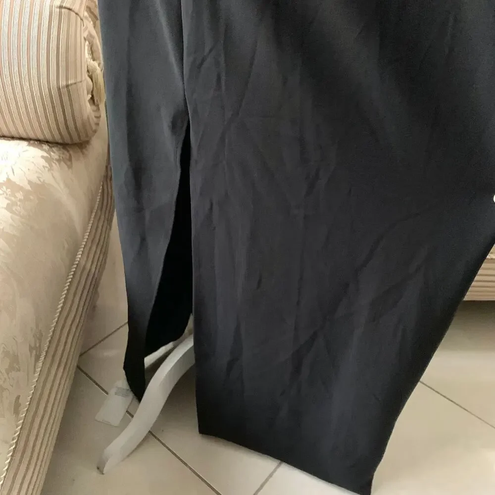 Abercrombie and Fitch Asymmetrical One Shoulder Maxi Dress with Slit in Black